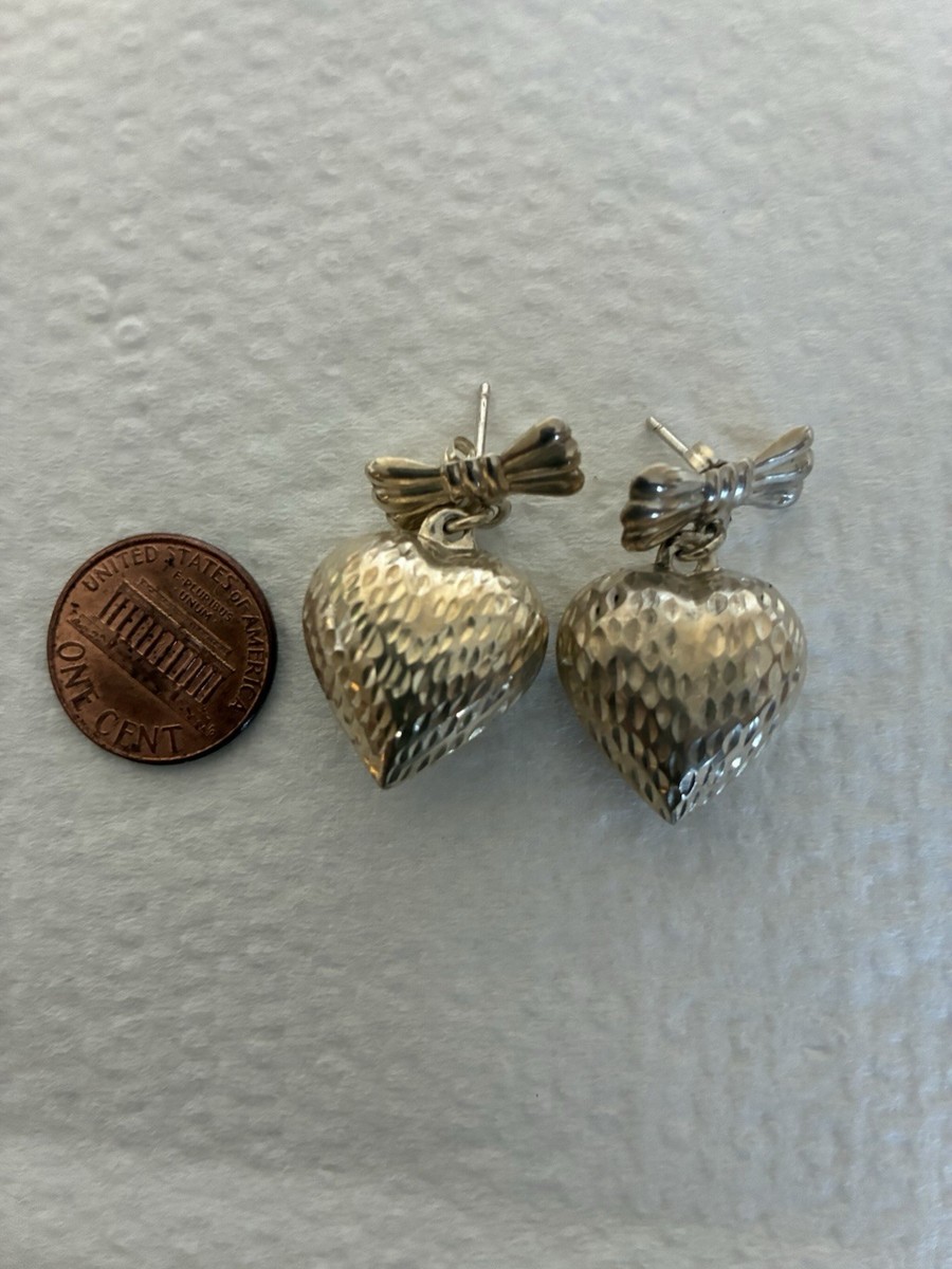 Sterling Silver Heart-Shaped Stud Earrings View 2