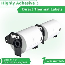2Roll DK-1241 Shipping Label 4" x 6" Use with Brother QL Label Printer 200/Roll