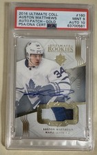 2016 Ultimate Collection Auston Matthews Rookie Patch Autograph Gold /49 PSA 9