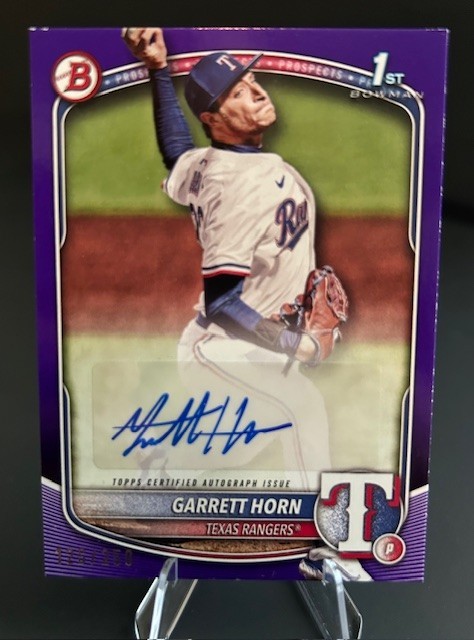 2025 Bowman - GARRETT HORN 1st Bowman #BPA-GH Purple Paper AUTO /250