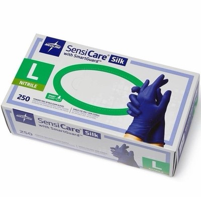 Medline SensiCare Silk Nitrile Gloves Case 2500,  L Size, Not For Medical Use.