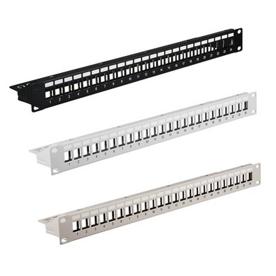19'' Patchpanel Verteilerfeld 24 Port 1HE für Keystone Jack Modul Kabelmanagement