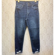 Kancan Skinny Jeans Womens 9/28 Dark Blue Distressed High Rise