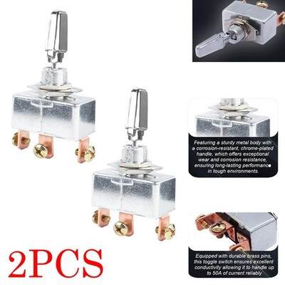 2PACK 50A 12V DC Heavy Duty Toggle Switch 3 Position 50 Amp Toggle Switch 3 Way