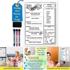 16x12 Magnetic Fridge Planner Dry Erase Menu Board Stain-Resistant Whiteboard