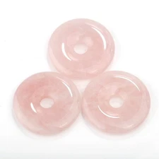 Natural Rose Quartz Donut Circle Pendant Size 40mm 50mm Sold Per Piece