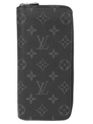 LOUIS VUITTON Monogram Eclipse Zippy Geldbörse Vertical M62295 Canvas Schwarz