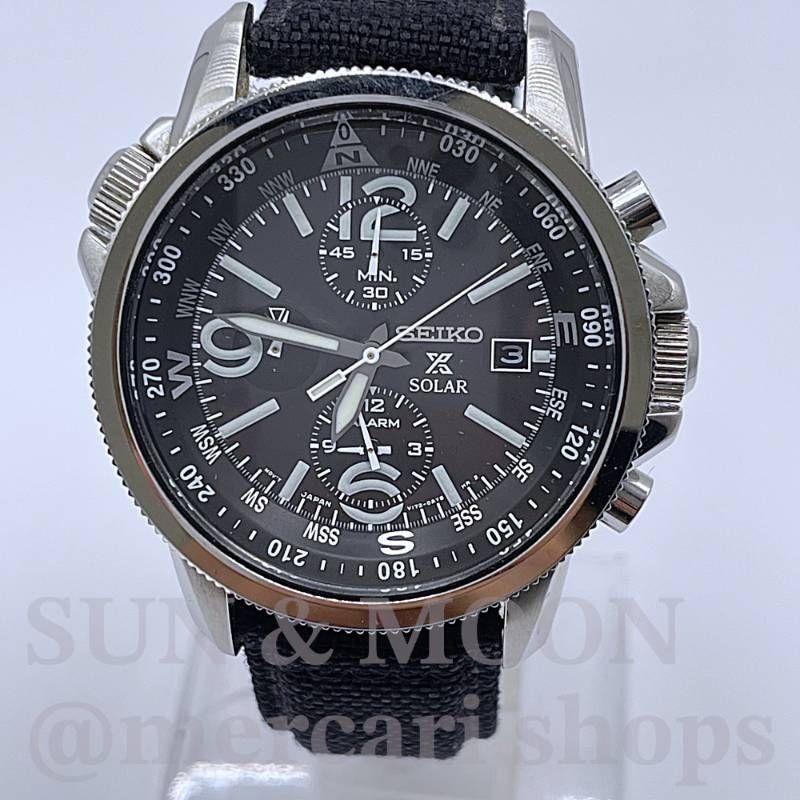 Operational Seiko Chronograph Prospex Solar Watch Military V172 0AL0 Silver Blac image 2