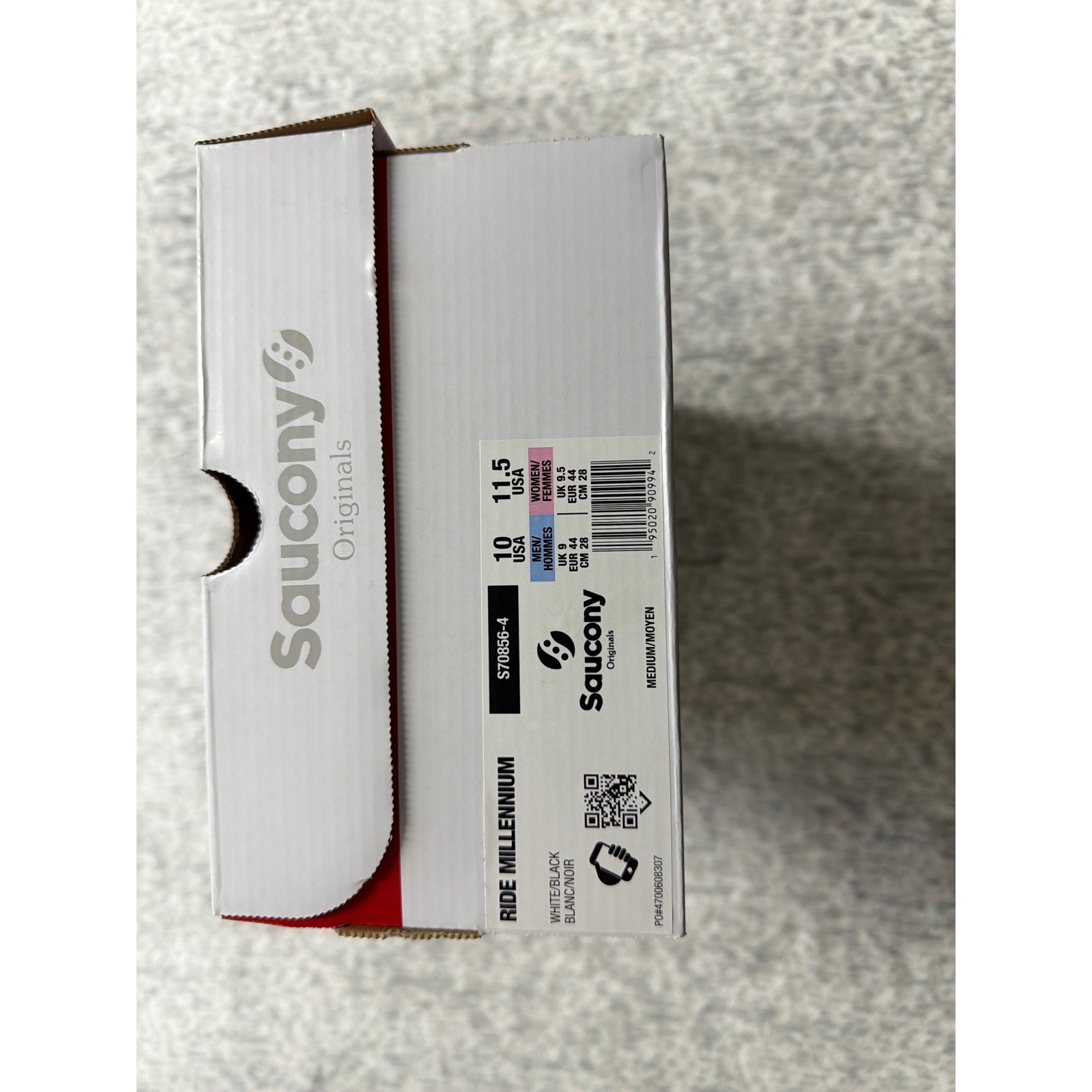 Saucony Ride Millennium Mens 10 Womens 11.5 White Black Grey S70856-4 Sneakers thumbnail 4