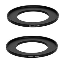  2 Pcs 58-77MM Step-Up Ring Adapter, 58mm to 77mm Step Up 58-77MM, black