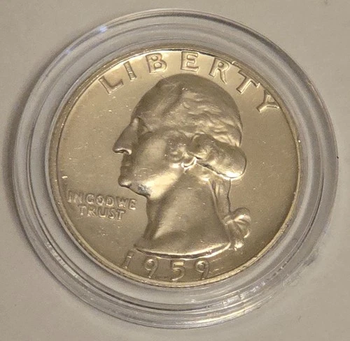 1959 P Washington Quarter BU - 90% SILVER Beautiful Coin In Capsule