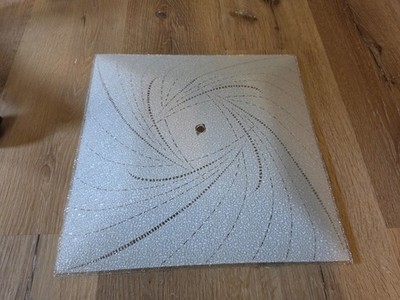 Vintage Square Ceiling Light Flush Lamp Diffuser 13'' Pebble Texture Glass
