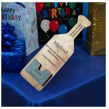 Personalized Wood Birthday Paddle, Gift Card Holder, Birthday Novelty Gift, 16x5