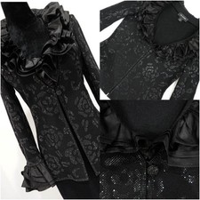 ST JOHN EVENING BLACK/ RHINESTONES w Flower shape DAZZLE Enchanting JACKET SZ