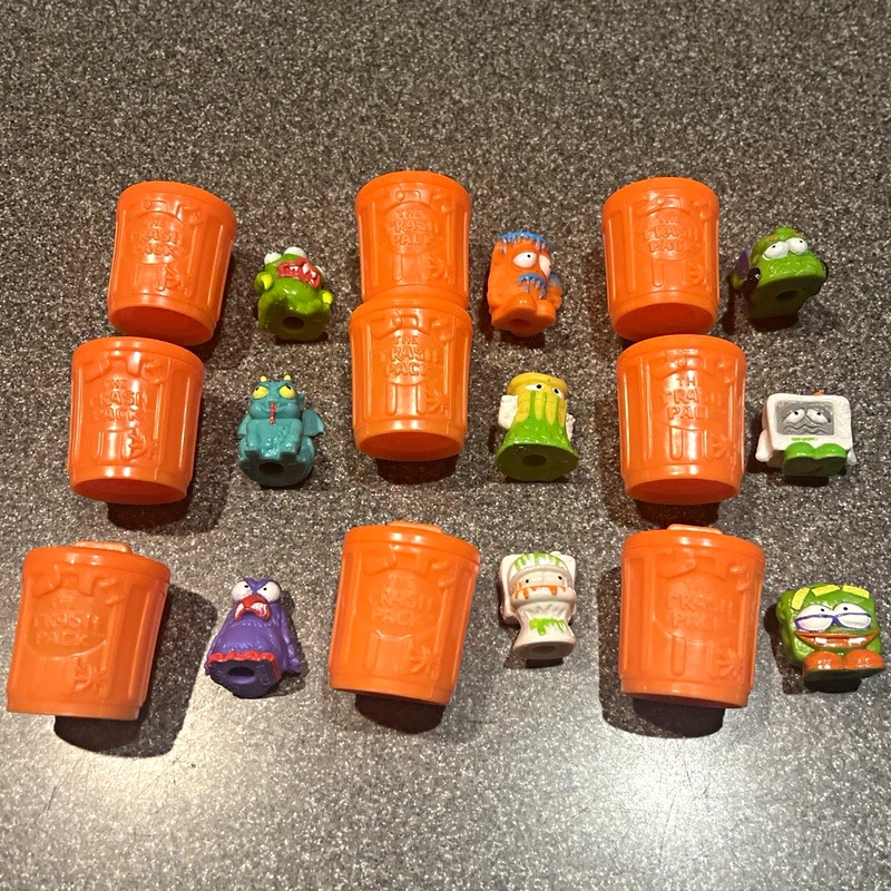 Trash Pack Series 2 lot of 9 Mini Figures Mixed Lot w/ Orange Trash Can