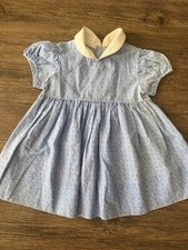 Vintage Baby Girl Dress With Flowers And Peter Pan Collar 6-9 Months
