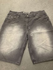 Enyce Shorts Y2K Size 42 Black Ash Gray Denim Jean Baggy Wide Leg Hip Hop NYC