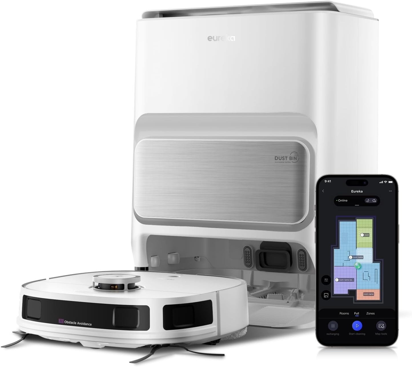 Eureka Robot Aspirapolvere Lavapavimenti Stazione di Ricarica Bianco J12 Ultra