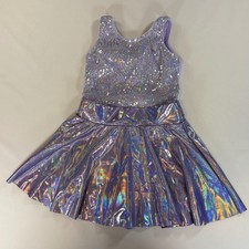 Revolution Dancewear Girls Sequin Holographic Dance Costume Leotard Purple SC