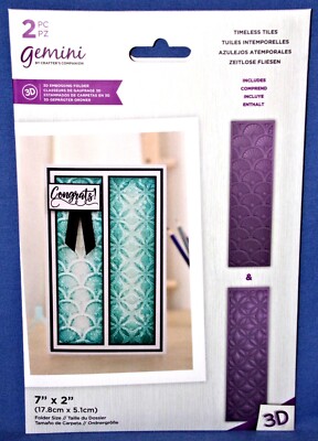 3D Embossing Folders Timeless Tiles Gemini Set of 2 Crafters Companion Free Ship