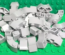 Lego 20 Light Bluish Gray Round Corner 2x2 Macaroni Brick with Stud Notch Parts