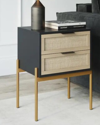 Nathan James Andrew 19 in. W Black Rattan End or Side Table 