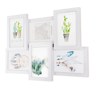 EUGAD Bilderrahmen für 6 Fotos 10x15cm Bildergalerie Fotorahmen aus MDF Weiß