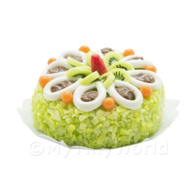 Puppenhaus Miniatur Grün Kiwi Creme Kuchen