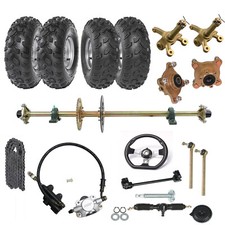 44" Go kart Rear Axle Kit 8" Wheels Front Steering Hub Golf Cart ATV Quad Trike