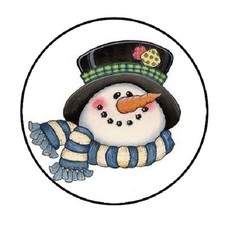48 Christmas Snowman Head ENVELOPE SEALS LABELS STICKERS 1.2" ROUND