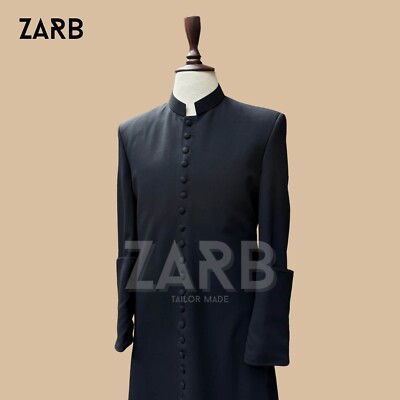 Black Roman Cassock for Men | Priest Robe | 33 Button Clergy Vestment Gown