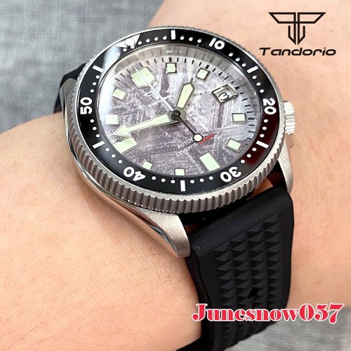 Tandorio Meteorite Pattern Dial 20ATM Brushed NH35 Mechanical Men Watch Luminous - Picture 8 of 11