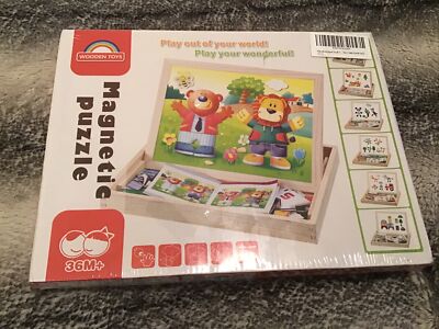 Educational Wooden Magnetic Puzzle Toys Drawing Boards Box Learning Acti