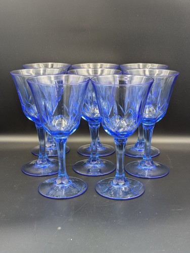 Vintage Avon American Blue Water Goblet Cut Glass 8 1980s