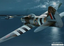 Doodlebug V-1 Flying bomb  aviation art post card Hawker Tempest EJ535 