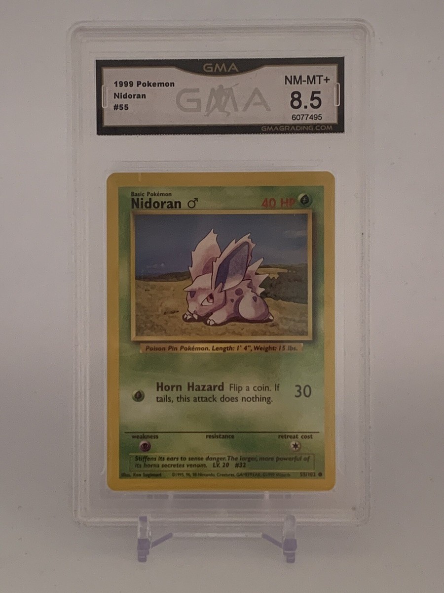 1999 Pokemon Base Set Nidoran 55/102 WOTC GMA 8.5 NM/Mint+