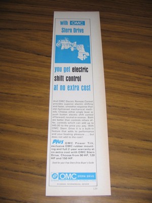 1965 Print Ad OMC Stern Drive Electric Shift Control Galesburg,IL