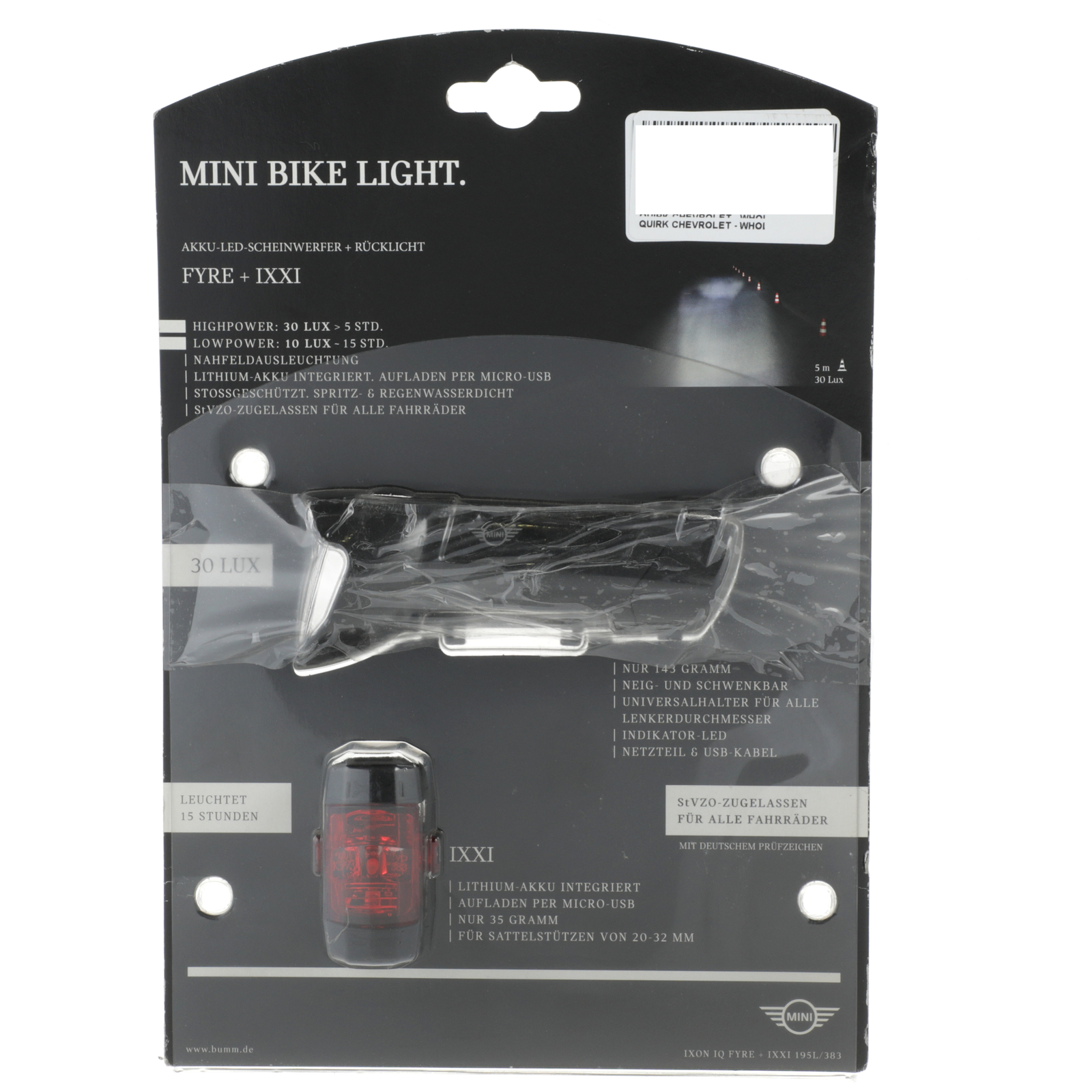 Accesorio de luz de bicicleta para Mini (N/P 80-92-2-450-930)
