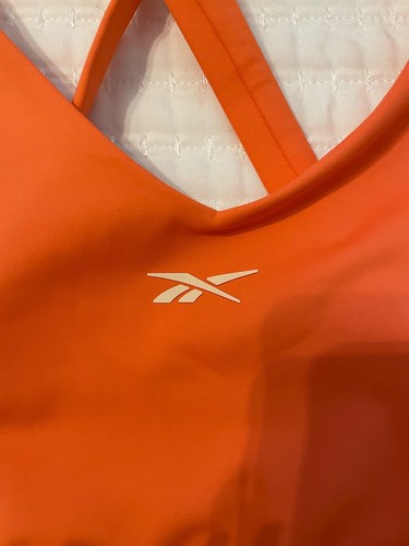 NWT Reebok Women's Large Team Bralette w/ Crossover Back Coral Sports Bra - Afbeelding 5 van 13