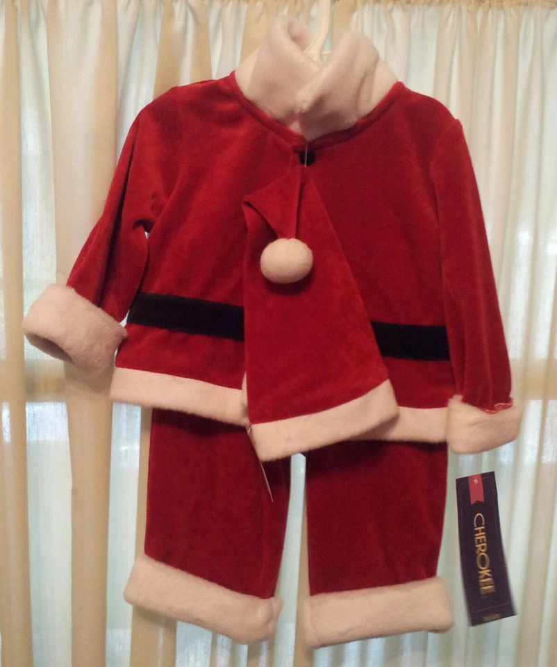 Traje de Papá Noel Infantil Sombrero Chaqueta Pantalones Talla 6M Navidad Imitación Piel Cinturón Bordado Foto 2 de 4