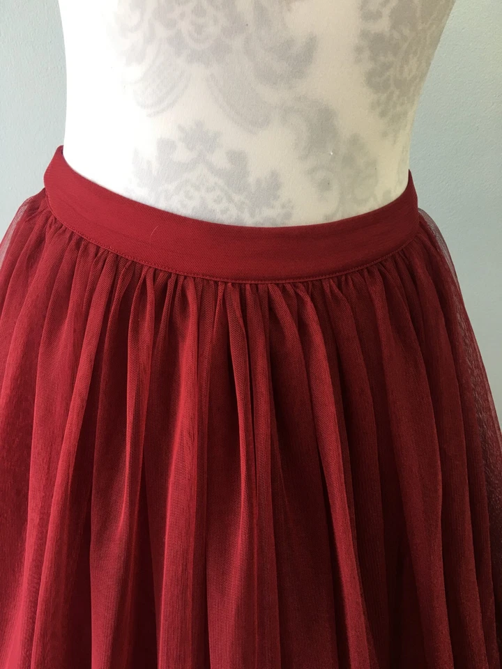 Maxi Falda Larga Formal de Gasa Roja Talla 6 de ASOS Falda Larga en Capas Completa HERMOSA Foto 4 de 4
