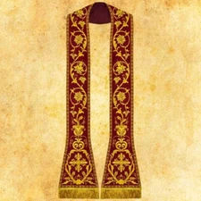 Maroon embroidered roman stole