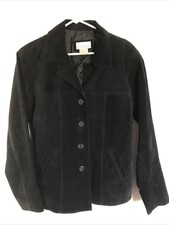 Charlotte Russe Womens Leather Jacket Coat Black Button Up M Peak Collar