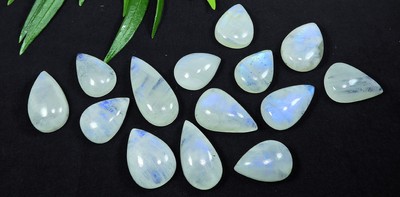 300Cts. Natural Blue Moonstone Cabochon Loose Gemstone 14 Pcs Lot