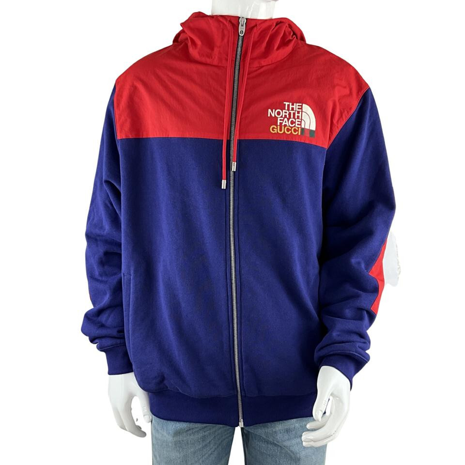 Gucci Men's The North Face x Gucci Zip Parka Hoodie Jacket Blue Gucci Men's The North Face x Gucci Zip Parka Hoodie Jacket Blue