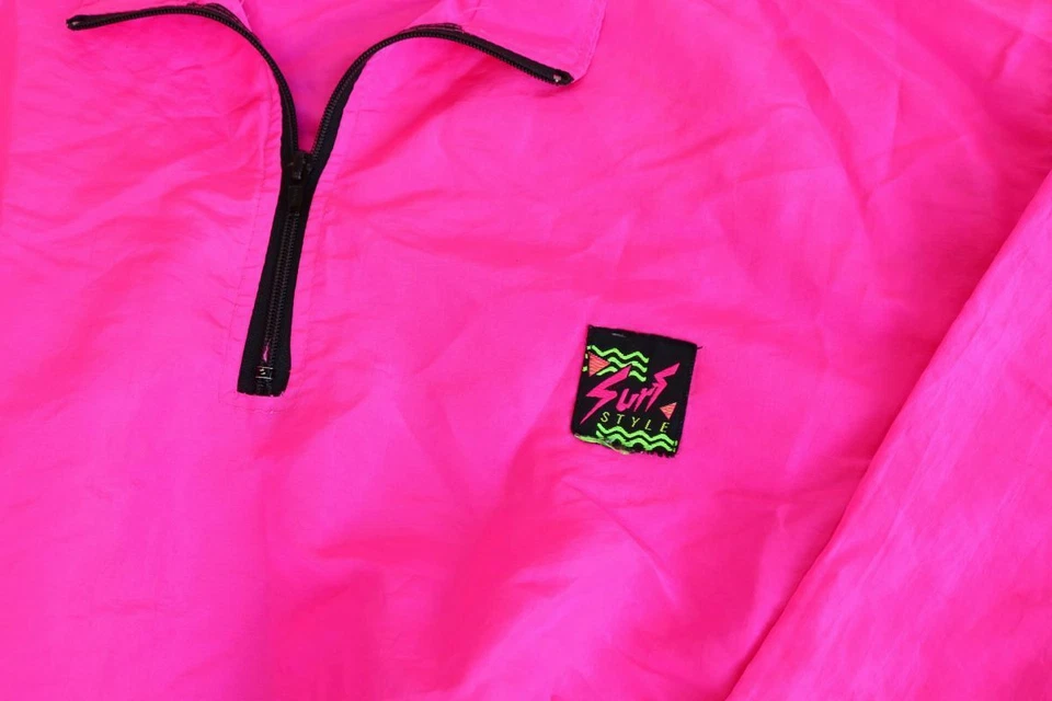 Chaqueta cortavientos estilo surf rosa luz retro atómica neón XL 52" circunferencia OSFA XH Foto 3 de 4