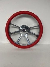 Universal Billet Steering 14wheel Polish Red Wrap 5 Hole
