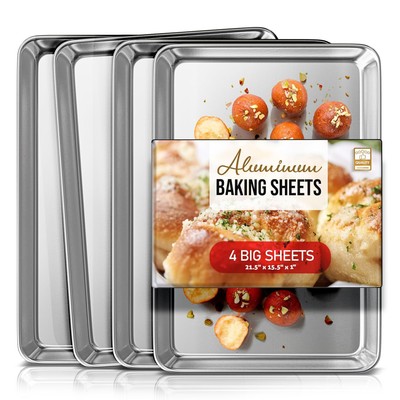 Eatex Aluminum Baking Sheet Set 4 ack Cookie Sheet Set 21� x 15� Large Baking