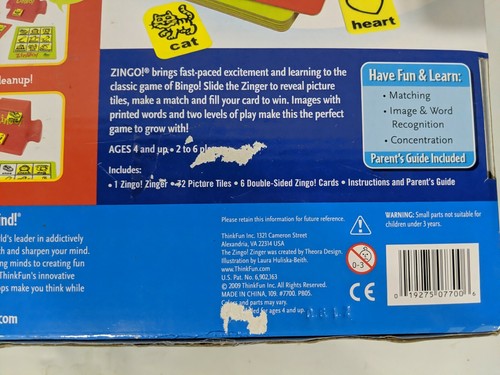 Zingo! Bingo with a Zing Educational Game By Thinkfun - Complete - Picture 6 of 7