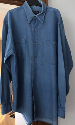 VINTAGE 1980s GAUCHO AUTHENTIC BLUE DENIM SHIRT LARGE 100% COTTON
